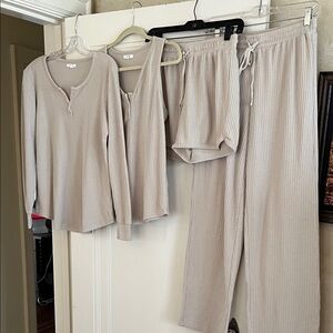 Maurices Waffle Knit Lounge Set Light Beige Color Size XS